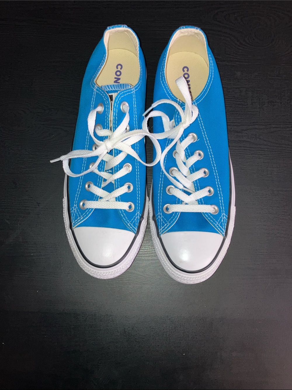 Converse Low Top Canvas Sneakers - Blue with White Accents